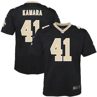 youth nike alvin kamara black new orleans saints game jerse